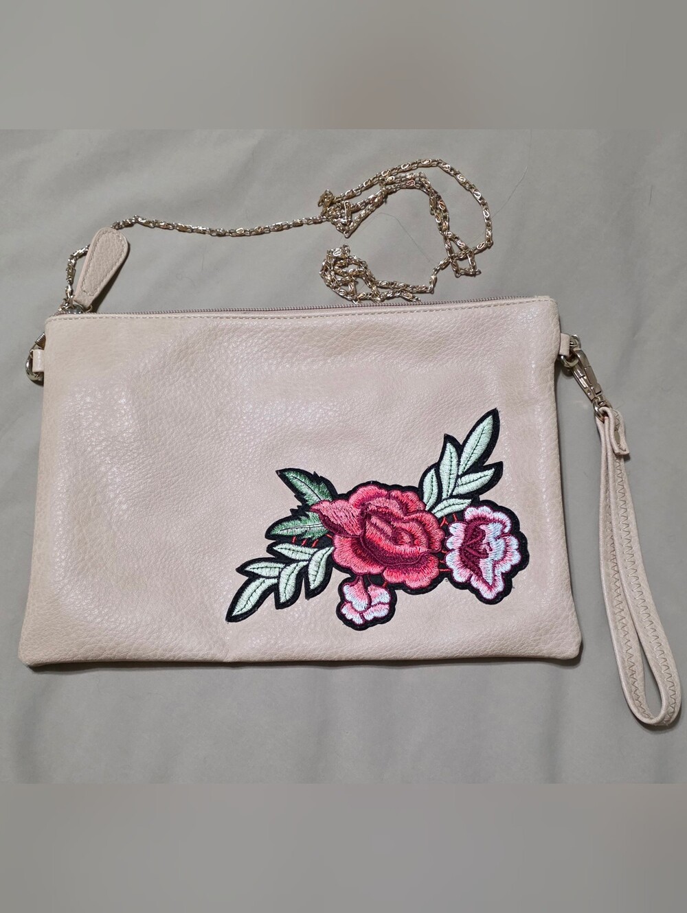 💢4For$20 VIETA Fashion Rose Appliqué Wristlet Crossbody 8x12 Gold Hardware